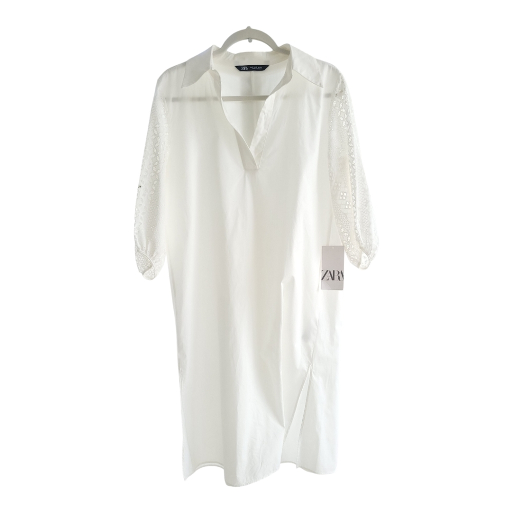 Zara White Tunic Midi Dress Size Small